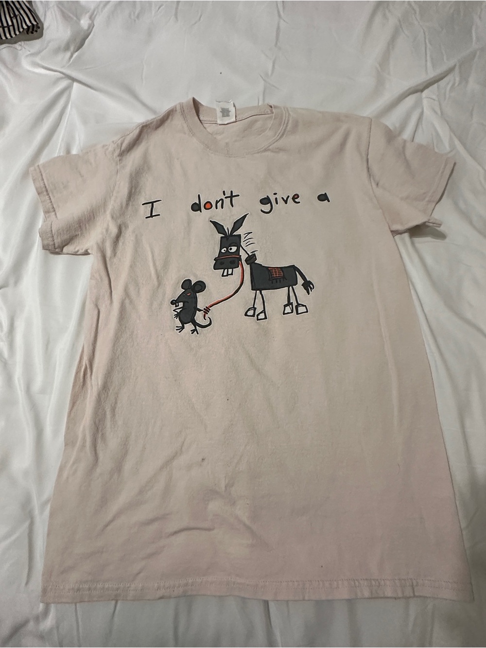 Aritzia Light Pink 'I Don't Give A' Donkey Graphic Dog Tee